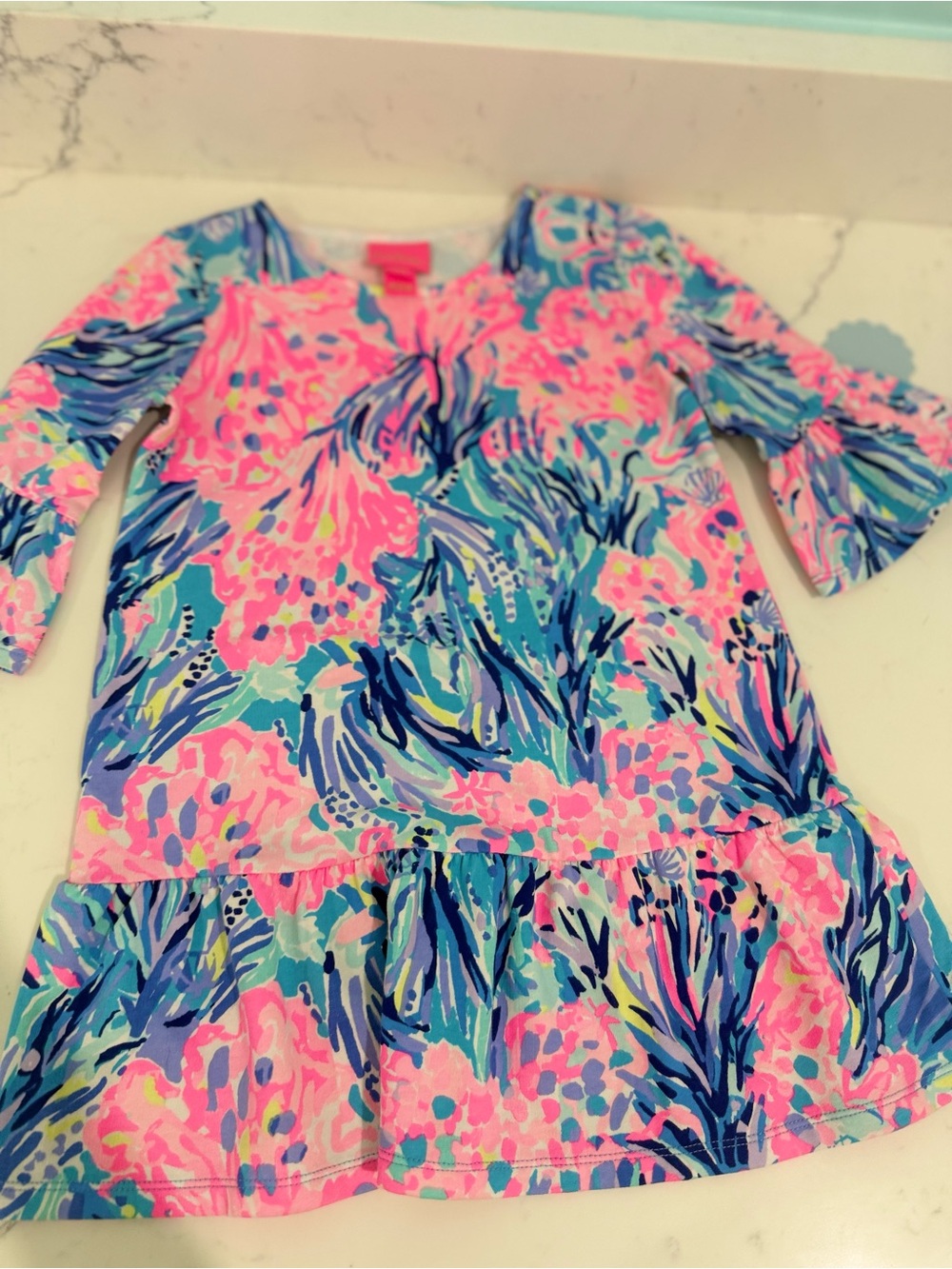 Lilly Pulitzer Vibrant Pink & Blue Floral Dress Small NWOT